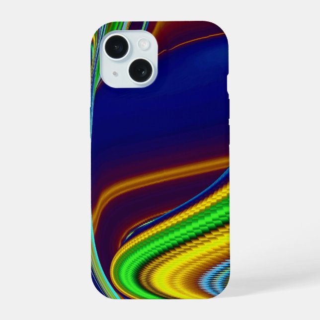 3D Abstract Rainbow Art iPhone 15 Case (Back)