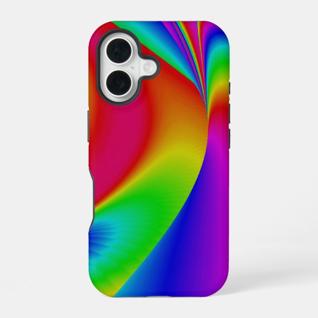 3D Abstract Rainbow Art iPhone 16 Case (Back)