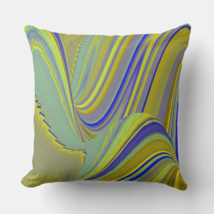 3D Abstract Rainbowart in Gold Yellow Blue Outdoor Pillow