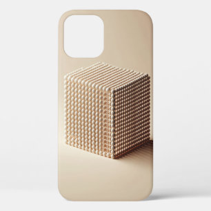 3D Abstract Spheres Cube - Minimalist Beige Phone  iPhone 12 Case