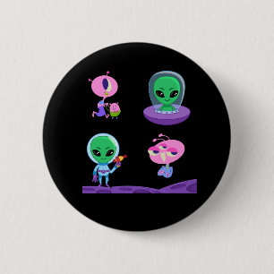 3D Alien Character Design 2 Inch Round Button