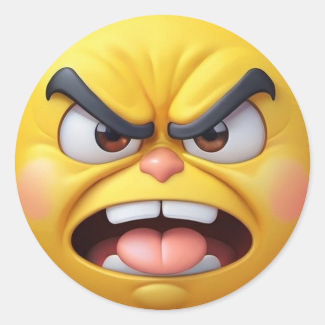 3D Angry Yellow Emoji 2 Sticker (Front)