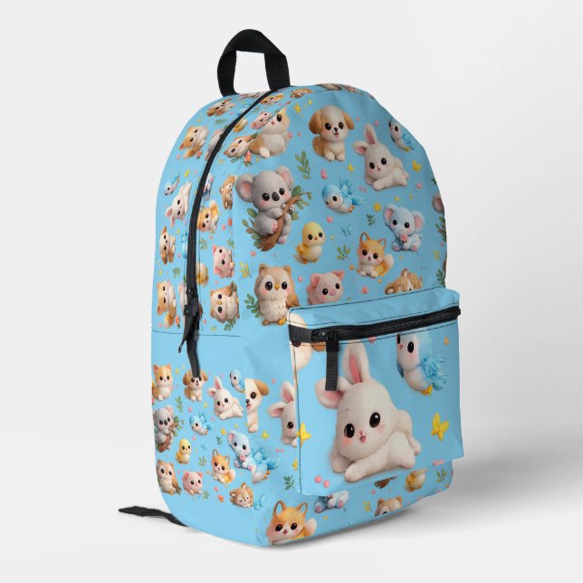 3D animal printed colourful  Backpack (Back Corner Left)