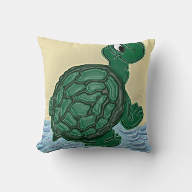 3D Animated Turtle Throw Pillow (Front)