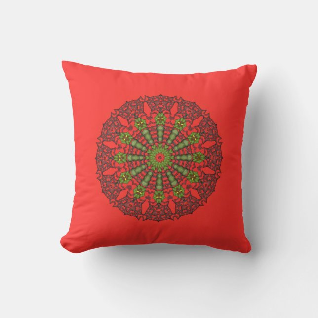 3D Art Mandala Throw Pillow (Front)
