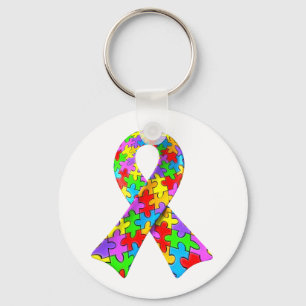 3D Autism awareness puzzle ribbon Keychain