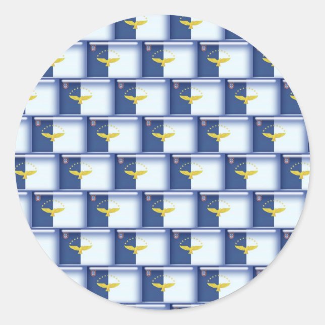 3D Azores flag pattern Classic Round Sticker (Front)