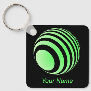 3D-Ball mit grünen Streifen -  Keychain