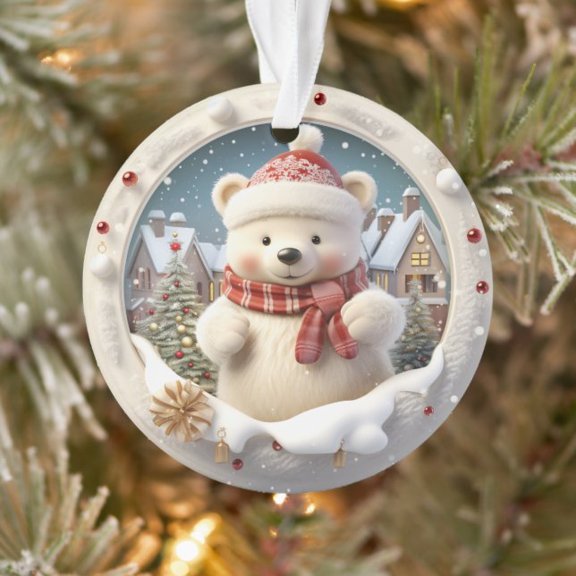 3D Bear Christmas Ornament (Tree)