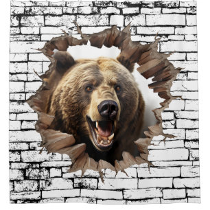 3D Bear Wall Break Art – Realistic Safari