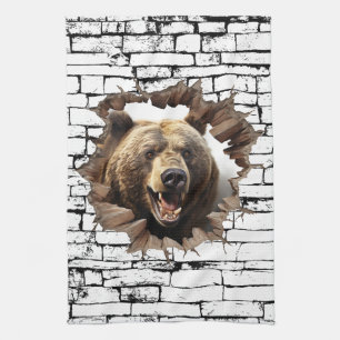 3D Bear Wall Break Art – Realistic Safari Kitchen Towel