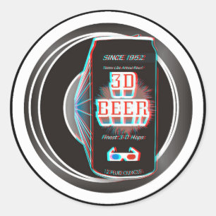 3D BEER! CLASSIC ROUND STICKER