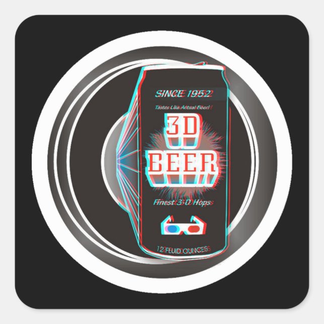 3D BEER! SQUARE STICKER (Front)