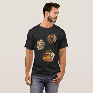 3D-Bilderwürfel im Raum, 9 Foto-Kollage in 3D T-Shirt