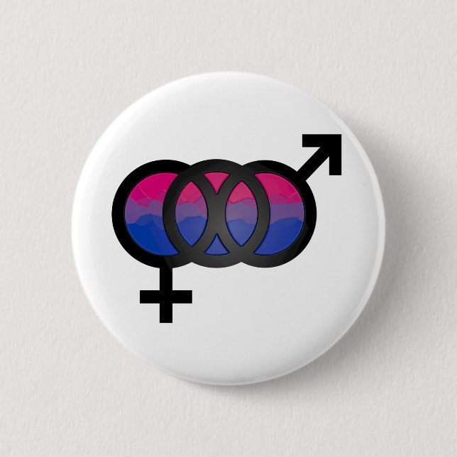 3D Bisexual Symbol 2 Inch Round Button (Front)