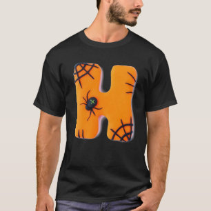 3D Black and Orange Text Word Letter 'H' T-Shirt