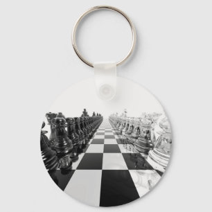 3D Black and White Chess Board Keychain