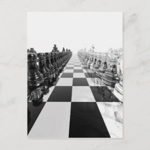 3D Black and White Chess Board Postcard