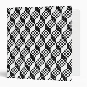 3D black and white cross-stitch cubes pattern Binder