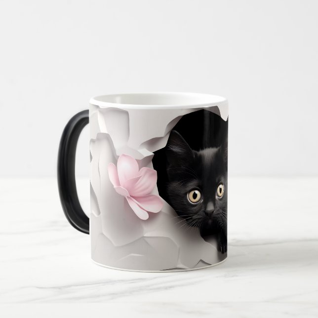 3D Black cat Magic Mug (Front Left)