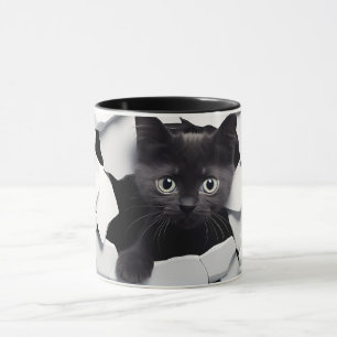 3D Black Cat Sublimation Mug Wrap