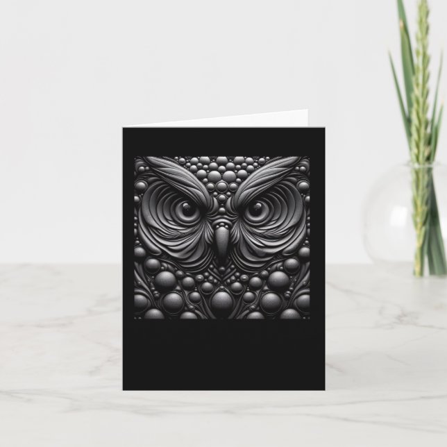 3d Black Owl Sticker  Card (Front)