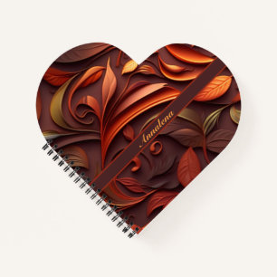 3D Blätter und Ranken Muster in Kupferfarben Notebook
