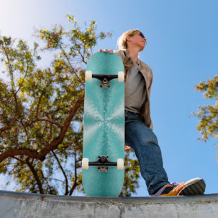 3D Blocks in ice blue and green Skateboard