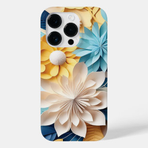 3D Blue and Yellow Floral Fantasy Case-Mate iPhone 14 Pro Case