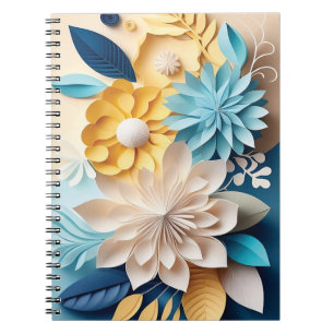 3D Blue and Yellow Flowers Notebook