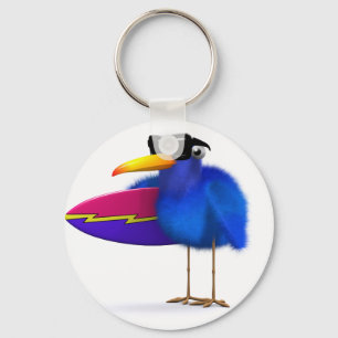 3d Blue Bird Surfboard Keychain