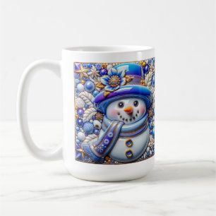 3D Blue Christmas Snowman Coffee Mug