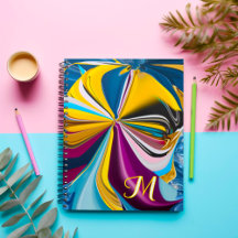 3D Blue Purple Gold Monogram Liquified Abstract 