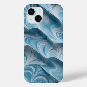 3D Blue White Marble Abstract Texture iPhone 15 Case