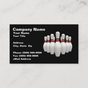 3D Bowling Pins (on Black BG) Business Card
