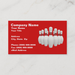 3D Bowling Pins (on Red BG) Business Card