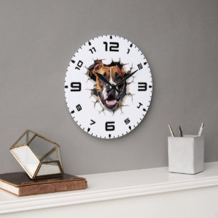 3D Boxer Cracked Hole Large Clock