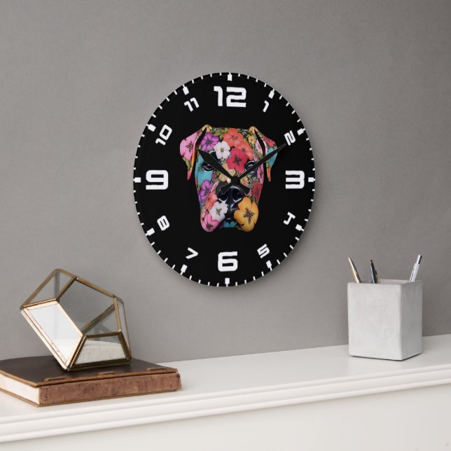 3D Boxer Floral Large Clock (Office)