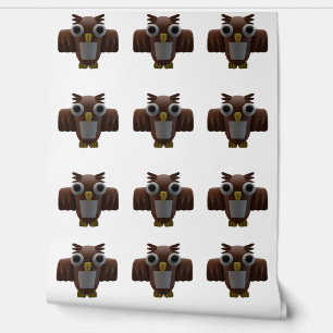 3D Brown Cartoon Owls Seamless Wallpaper
