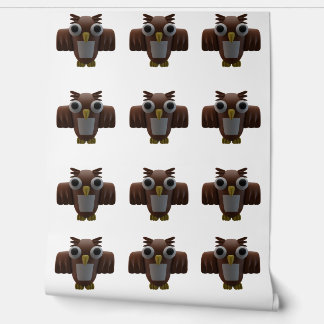 3D Brown Cartoon Owls Seamless Wallpaper