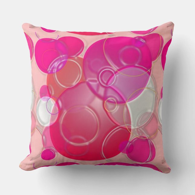 3D Bubbly Pink Throw Pillow (Front)