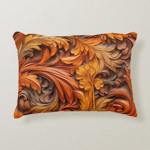 3d burnt orange floral accent pillow