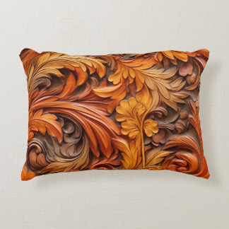 3d burnt orange floral accent pillow