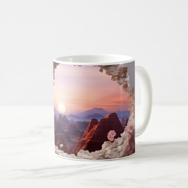 3D Canyon at Dusk Mug Wrap - Sublimation Design (Front Right)