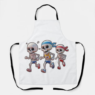 “3D Cartoon Skeleton Race • Funny Running Skeleton Apron