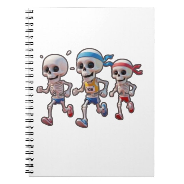 “3D Cartoon Skeleton Race • Funny Running Skeleton Notebook (Front)