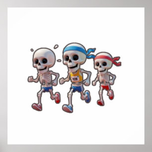“3D Cartoon Skeleton Race • Funny Running Skeleton Poster