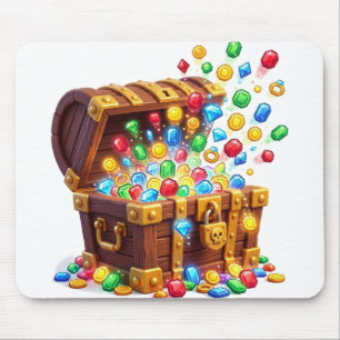 3D Cartoon Treasure Chest Gems Mouse Pad
