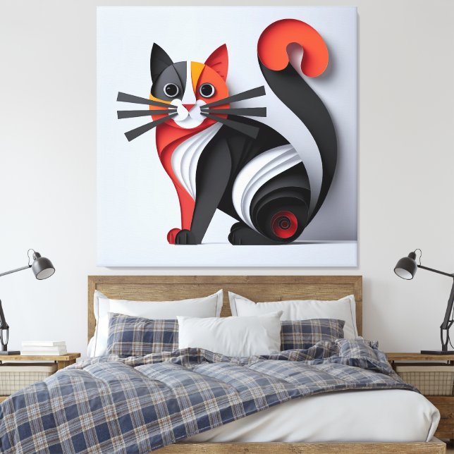 3D Cat Wall Art: Elegant Feline Wall Decor (Insitu(Bedroom))