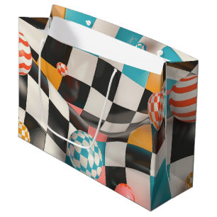 3D Chequerboard Grid with Floating Spheres (2) Large Gift Bag